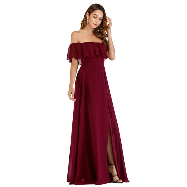 Ever-Pretty US Long Ruffle Side Slit Bridesmaid Dress Wedding Prom Gowns 07737 Ever-Pretty US Long Ruffle Side Slit Bridesmaid Dress Wedding Prom Gowns 07737